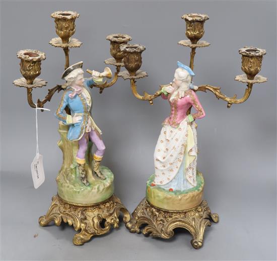 A pair of Continental figural candelabra, height 36cm